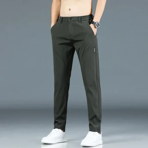 Stretch Men's Pants Casual Elastic Waist Smooth Trouser Pants - Image 9