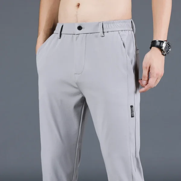 Stretch Men's Pants Casual Elastic Waist Smooth Trouser Pants - Image 4