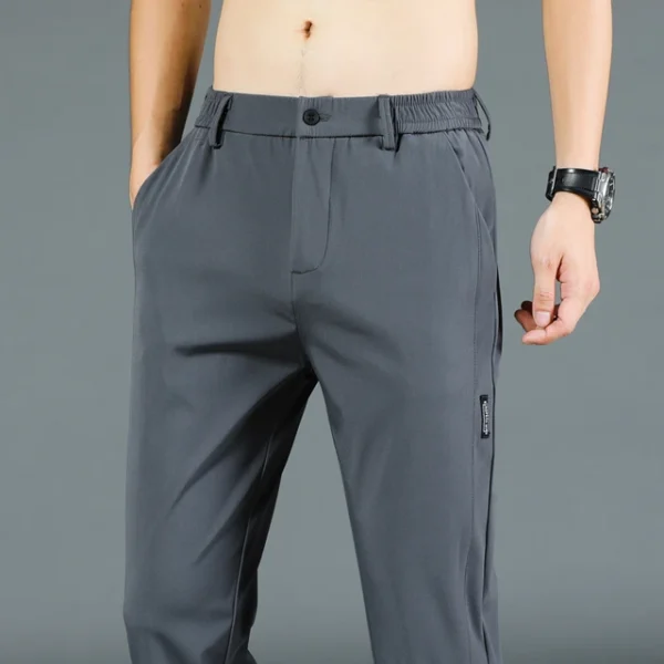 Stretch Men's Pants Casual Elastic Waist Smooth Trouser Pants - Image 2
