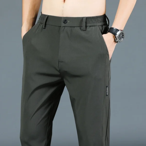 Stretch Men's Pants Casual Elastic Waist Smooth Trouser Pants - Image 6