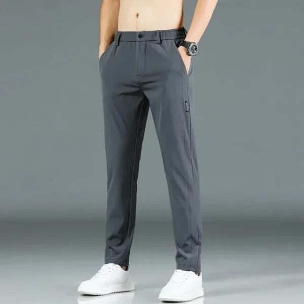 Stretch Men's Pants Casual Elastic Waist Smooth Trouser Pants - Image 7