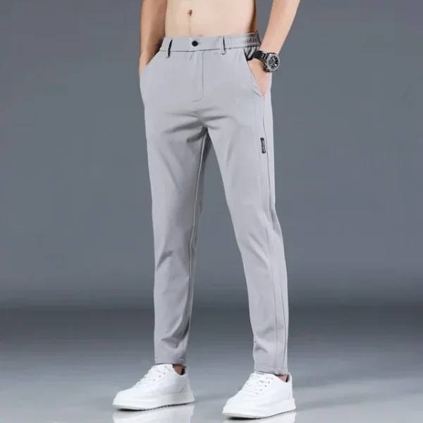 Stretch Men's Pants Casual Elastic Waist Smooth Trouser Pants - Image 11