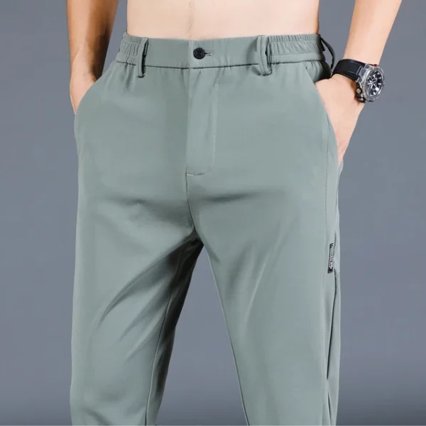 Stretch Men's Pants Casual Elastic Waist Smooth Trouser Pants - Image 3