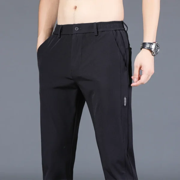 Stretch Men's Pants Casual Elastic Waist Smooth Trouser Pants - Image 5