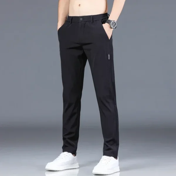 Stretch Men's Pants Casual Elastic Waist Smooth Trouser Pants - Image 8